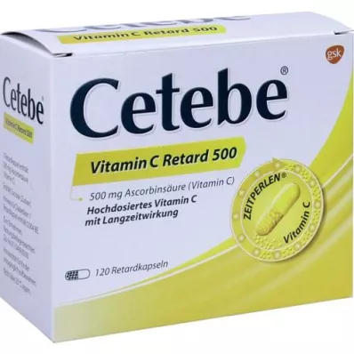 CETEBE Vitamino C pailginto atpalaidavimo kapsulės 500 mg, 120 vnt