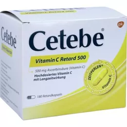 CETEBE Vitamino C pailginto atpalaidavimo kapsulės 500 mg, 180 vnt