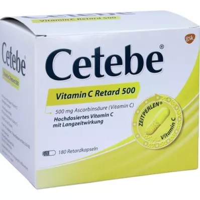 CETEBE Vitamino C pailginto atpalaidavimo kapsulės 500 mg, 180 vnt