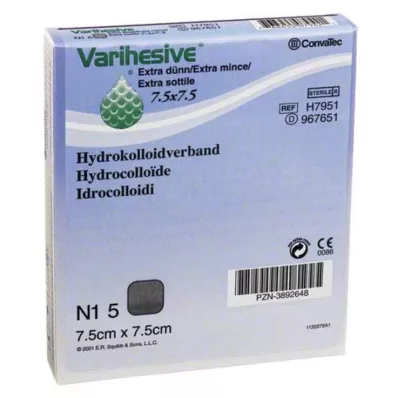 VARIHESIVE itin plonas 7,5x7,5 cm HKV hidroaktyvus, 5 vnt