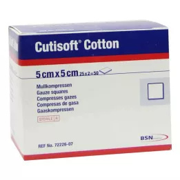 CUTISOFT Medvilnė Compr.5x5 cm sterili 12 kartų, 25X2 vnt