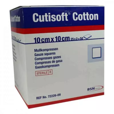 CUTISOFT Medvilninis kompr.10x10 cm ster.12kartų, 25X2 vnt