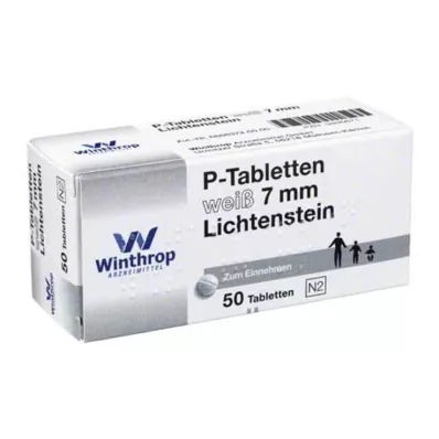 P tabletės baltos 7 mm padalijimo, 50 vnt
