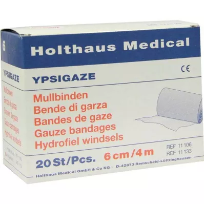 YPSIGAZE Marlės tvarstis 6 cmx4 m, 20 vnt YPSIGAZE Marlės tvarstis 6 cmx4 m, 20 vnt