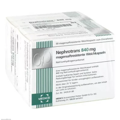 NEPHROTRANS 840 mg kapsulės su enteriniu apvalkalu, 100 vnt NEPHROTRANS 840 mg kapsulės su enteriniu apvalkalu, 100 vnt