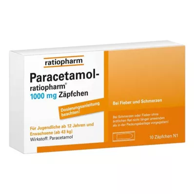 PARACETAMOL-ratiopharm 1 000 mg žvakutės, 10 vnt