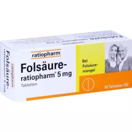 FOLSÄURE-RATIOPHARM 5 mg tabletės, 50 vnt
