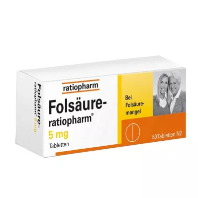 FOLSÄURE-RATIOPHARM 5 mg tabletės, 50 vnt