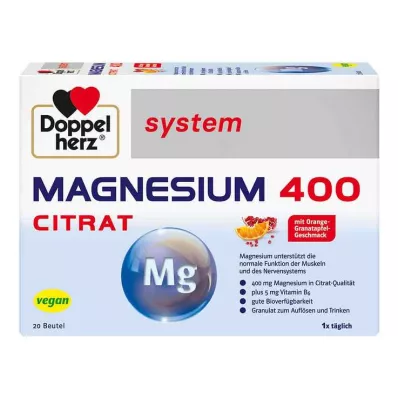 DOPPELHERZ Magnio 400 citrato sistemos granulės, 20 vnt