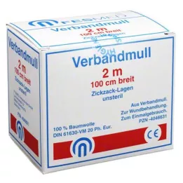VERBANDMULL 2x1 m zigzagas BW 20/100 nesterilus, 1 vnt