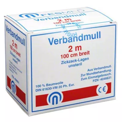 VERBANDMULL 2x1 m zigzagas BW 20/100 nesterilus, 1 vnt