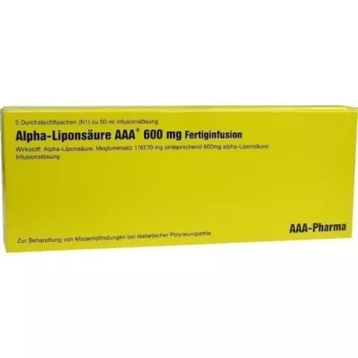 ALPHA LIPONSÄURE AAA 600 mg injekciniai buteliukai, 5X50 ml