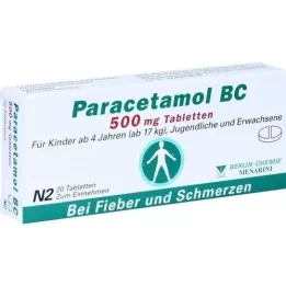 PARACETAMOL BC 500 mg tabletės, 20 vnt
