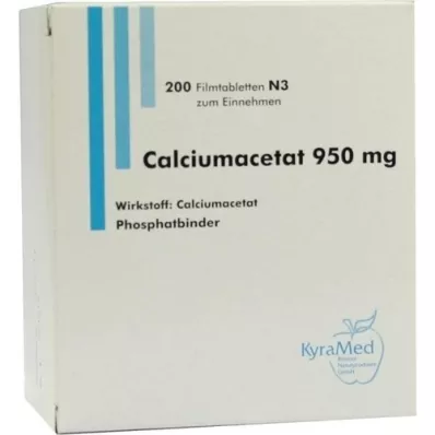 CALCIUMACETAT 950 mg plėvele dengtos tabletės, 200 vnt