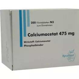 CALCIUMACETAT 475 mg plėvele dengtos tabletės, 200 vnt