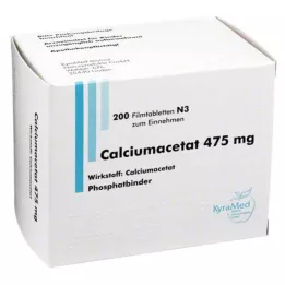 CALCIUMACETAT 475 mg plėvele dengtos tabletės, 200 vnt