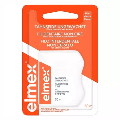 ELMEX Nevaškuotas dantų siūlas su amino fluoridu, 50 m