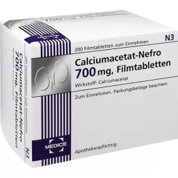 CALCIUMACETAT NEFRO 700 mg plėvele dengtos tabletės, 200 vnt