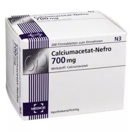 CALCIUMACETAT NEFRO 700 mg plėvele dengtos tabletės, 200 vnt
