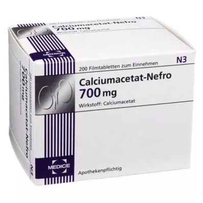 Kalcio acetatas Nefro 700 mg plėvele dengtos tabletės, 200 vnt Kalcio acetatas Nefro 700 mg plėvele dengtos tabletės, 200 vnt