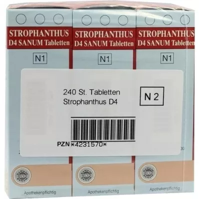 STROPHANTHUS D 4 Sanum tabletės, 3X80 kapsulių
