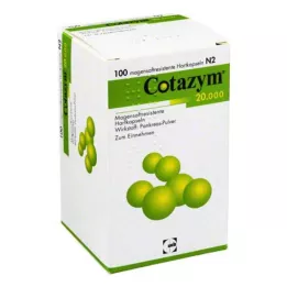 COTAZYM 20 000 granulių enteriniu būdu dengtos kapsulės, 100 vnt