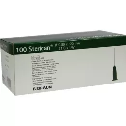 STERICAN Kaniulės 21 Gx4 4/5 0,8x120 mm, 100 vnt