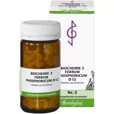 BIOCHEMIE 3 Ferrum phosphoricum D 12 tablečių, 200 kapsulių