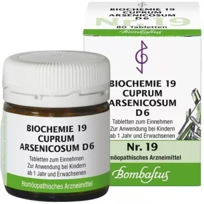 BIOCHEMIE 19 Cuprum arsenicosum D 6 tabletės, 80 kapsulių