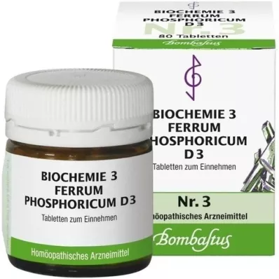 BIOCHEMIE 3 Ferrum phosphoricum D 3 tabletės, 80 kapsulių