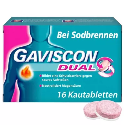 GAVISCON® Dvigubos kramtomosios tabletės su dvigubu poveikiu nuo rėmens, 16 vnt GAVISCON® Dvigubos kramtomosios tabletės su dvigubu poveikiu nuo rėmens, 16 vnt