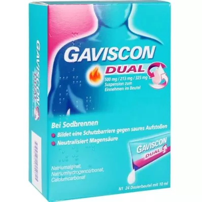 GAVISCON Dviguba 500mg/213mg/325mg suspensija paketėlyje, 24X10 ml