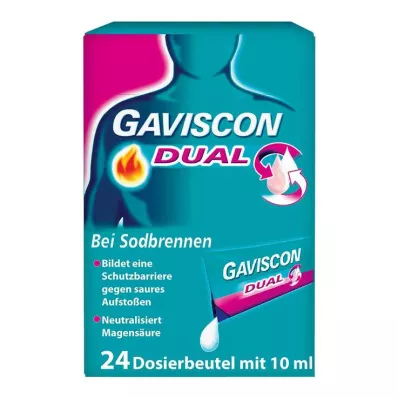 GAVISCON Dviguba 500mg/213mg/325mg suspensija paketėlyje, 24X10 ml GAVISCON Dviguba 500mg/213mg/325mg suspensija paketėlyje, 24X10 ml