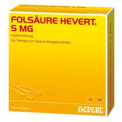 FOLSÄURE HEVERT 5 mg ampulės, 100 vnt