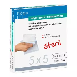 HÖGA-KOMPRESSEN 5x5 cm sterilūs 8 kartus, 5X2 vnt