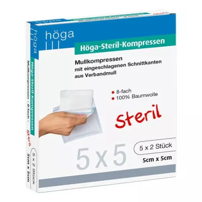HÖGA-KOMPRESSEN 5x5 cm sterilūs 8 kartus, 5X2 vnt