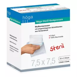 HÖGA-KOMPRESSEN 7,5x7,5 cm sterilūs 8 kartus, 25X2 vnt