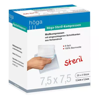 HÖGA-KOMPRESSEN 7,5x7,5 cm sterilūs 8 kartus, 25X2 vnt