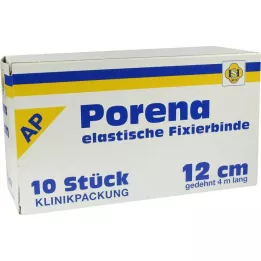 PORENA Elastinis marlės tvarstis 12 cm, baltas, be celono, 10 vnt
