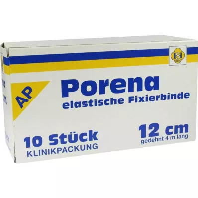 PORENA Elastinis marlės tvarstis 12 cm, baltas, be celono, 10 vnt PORENA Elastinis marlės tvarstis 12 cm, baltas, be celono, 10 vnt