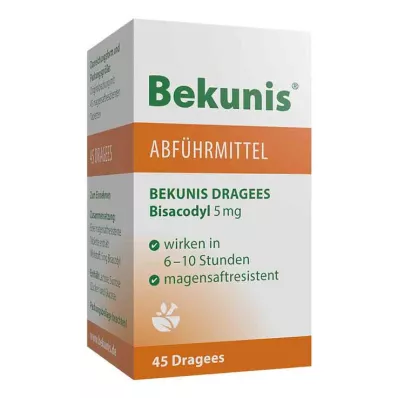 BEKUNIS Dragees Bisakodil 5 mg enteriniu būdu dengtos tabletės, 45 vnt