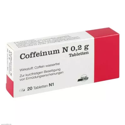 COFFEINUM N 0,2 g tabletės, 20 vnt COFFEINUM N 0,2 g tabletės, 20 vnt