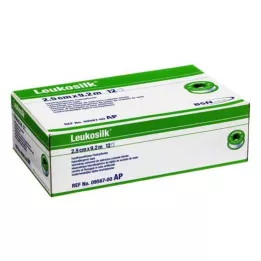 LEUKOSILK 2,5 cmx9,2 m, 12 vnt