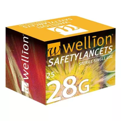 WELLION Safetylancets 28 G vienkartiniai saugūs švirkštai, 25 vnt WELLION Safetylancets 28 G vienkartiniai saugūs švirkštai, 25 vnt