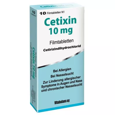 CETIXIN 10 mg plėvele dengtos tabletės, 10 vnt CETIXIN 10 mg plėvele dengtos tabletės, 10 vnt