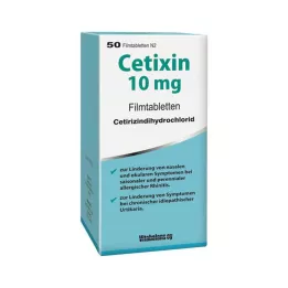 CETIXIN 10 mg plėvele dengtos tabletės, 50 vnt