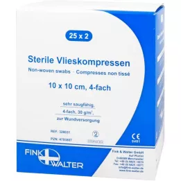 VLIESKOMPRESSEN 10x10 cm sterilus keturvietis, 25X2 vnt