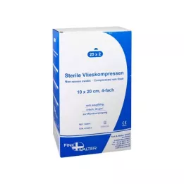 VLIESKOMPRESSEN 10x20 cm sterilūs 4 kartus, 25X2 vnt