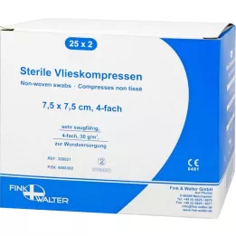 VLIESKOMPRESSEN 7,5x7,5 cm sterilūs keturkampiai, 25X2 vnt