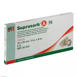 SUPRASORB A+Ag Antimic.Cal.Alginate Compr.10x20 cm, 5 vnt